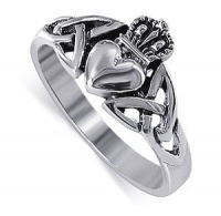 LWRS043 Nickel Free .925 Sterling Silver Irish Claddagh Friendship and Love Band Polished Finish Ring Size 4, 5, 6, 7, 8, 9, 10, 11, 12, 13