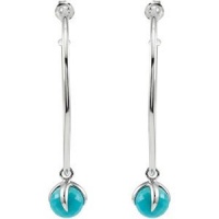 CleverEve Designer Series Missoma Sterling Silver Checkerboard Hoop Earrings in Turquoise w/ Box 50mm