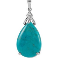 CleverEve Designer Series Sterling Silver Genuine Chinese Turquoise Pendant Neckwear Polished 25.00 x 17.00mm CleverEve Designer Series Sterling Silver Genuine Chinese Turquoise Pendant Neckwear Polished 25.00 x 17.00mm