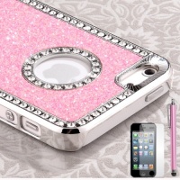 Pandamimi - Deluxe Baby Pink Diamond Rhinestone Glitter Bling Chrome Hard Case Cover for Apple iPhone 5 5G ,Screen Protector and Stylus Pandamimi - Deluxe Baby Pink Diamond Rhinestone Glitter Bling Chrome Hard Case Cover for Apple iPhone 5 5G ,Screen Protector and Stylus