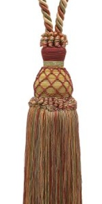 Elegant Wine, Gold, Green Curtain & Drapery Tassel Tieback / 10 tassel, 30 1/2 Spread (embrace), 3/8 Cord, Imperial II Collecion Style# TBIN-1 Color: CHERRY GROVE - 4770 Elegant Wine, Gold, Green Curtain & Drapery Tassel Tieback / 10 tassel, 30 1/2 Spread (embrace), 3/8 Cord, Imperial II Collecion Style# TBIN-1 Color: CHERRY GROVE - 4770