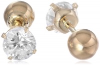 14k Yellow Gold Cubic Zirconia Reversible Stud Earrings 14k Yellow Gold Cubic Zirconia Reversible Stud Earrings