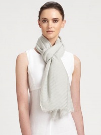 Soft, accordion-pleated design finished with eyelash edges.55% viscose/45% cottonAbout 31½ X 78¾Dry cleanMade in Italy Soft, accordion-pleated design finished with eyelash edges.55% viscose/45% cottonAbout 31½ X 78¾Dry cleanMade in Italy