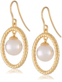 Majorica 10 mm White Round Pearl Drop in Oval Drop Earrings