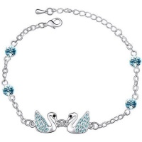 Contessa Bella Fancy Genuine 18k White Gold Plated Aqua Blue Swarovski Austrian Crystal Elements Beautiful Swimming Swan Charm Women Bracelet Elegant Silver Color Crystal Animal Fashion Jewelry Contessa Bella Fancy Genuine 18k White Gold Plated Aqua Blue Swarovski Austrian Crystal Elements Beautiful Swimming Swan Charm Women Bracelet Elegant Silver Color Crystal Animal Fashion Jewelry