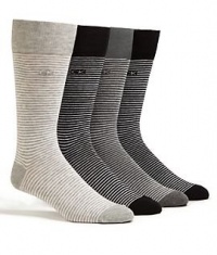Calvin Klein Men's Fine Stripe Crew Dress Socks 4-Pack, One Size, Black / Grey Calvin Klein Men's Fine Stripe Crew Dress Socks 4-Pack, One Size, Black / Grey