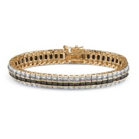 13.75 TCW Princess-Cut Midnight Sapphire and Diamond Accented Tennis Bracelet in 18k Gold-Plated 13.75 TCW Princess-Cut Midnight Sapphire and Diamond Accented Tennis Bracelet in 18k Gold-Plated