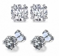 .925 Sterling Silver Cubic Zirconia Double Prong Setting Stud Earrings .925 Sterling Silver Cubic Zirconia Double Prong Setting Stud Earrings
