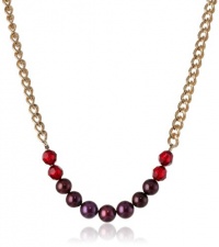 Red Potato Freshwater Pearl, Swarovski Elements and Gold Tone Chain Necklace, 16+2 Extender Red Potato Freshwater Pearl, Swarovski Elements and Gold Tone Chain Necklace, 16+2 Extender