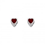 .925 Sterling Silver Rhodium Plated 4mm January Birthstone Heart Bezel CZ Solitaire Basket Stud Earrings for Baby and Children & Women with Screw-back (Garnet, Deep Red) .925 Sterling Silver Rhodium Plated 4mm January Birthstone Heart Bezel CZ Solitaire Basket Stud Earrings for Baby and Children & Women with Screw-back (Garnet, Deep Red)