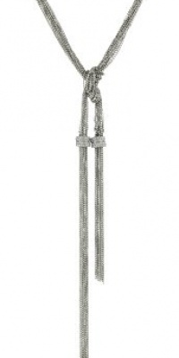 ABS By Allen Schwartz Liquid Lounge Silver-Tone with Pave Stations Y Necklace ABS By Allen Schwartz Liquid Lounge Silver-Tone with Pave Stations Y Necklace