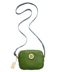 Chic pebbled leather and high-shine goldtone hardware add posh appeal to this gorgeous Tommy Hilfiger style. A sleek crossbody shape makes this it the ideal travel companion for long days and exciting nights. Chic pebbled leather and high-shine goldtone hardware add posh appeal to this gorgeous Tommy Hilfiger style. A sleek crossbody shape makes this it the ideal travel companion for long days and exciting nights.