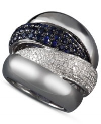 Practice contrast. EFFY Collection's sweetly-sparkling ring combines round-cut sapphires (1-1/3 ct. t.w.) and diamonds (1/2 ct. t.w.) in a sterling silver 4-band setting. Size 7. Practice contrast. EFFY Collection's sweetly-sparkling ring combines round-cut sapphires (1-1/3 ct. t.w.) and diamonds (1/2 ct. t.w.) in a sterling silver 4-band setting. Size 7.