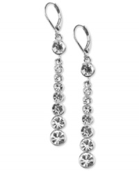 Streamline your style with sleek crystal linear earrings by Givenchy. Silvertone. Length measures 1-7/8 inches. Streamline your style with sleek crystal linear earrings by Givenchy. Silvertone. Length measures 1-7/8 inches.
