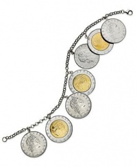 Giani Bernini Sterling Silver and 24k Gold over Sterling Silver Bracelet, Coin Bracelet Giani Bernini Sterling Silver and 24k Gold over Sterling Silver Bracelet, Coin Bracelet