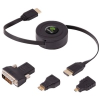 ReTrak ETCABLEHDM Retractable HDMI Cable (A to A, C, D and DVI with adapter tips) ReTrak ETCABLEHDM Retractable HDMI Cable (A to A, C, D and DVI with adapter tips)