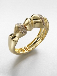 From the Miss Havisham Collection. A bold, golden bangle with a chunky sculptural shape, and bands encrusted with dazzling Swarovski crystals.CrystalGoldtoneDiameter, about 2.5Width, about .75Hinged, with magnetic closureImported From the Miss Havisham Collection. A bold, golden bangle with a chunky sculptural shape, and bands encrusted with dazzling Swarovski crystals.CrystalGoldtoneDiameter, about 2.5Width, about .75Hinged, with magnetic closureImported