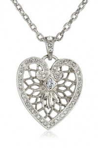 1928 Jewelry Heart of Hearts Silver-Tone Crystal Swarovski Heart Pendant Necklace, 18 1928 Jewelry Heart of Hearts Silver-Tone Crystal Swarovski Heart Pendant Necklace, 18