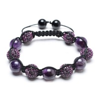 Bling Jewelry Bracelet Shamballa Inspired Purple Crystal Bead Amethyst Stones Bling Jewelry Bracelet Shamballa Inspired Purple Crystal Bead Amethyst Stones