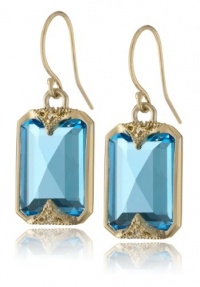 Mizuki 14k Yellow Gold and Emerald-Cut Blue Topaz Earrings