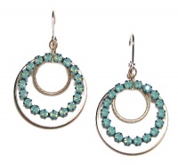 Clara Beau 14k Gold Plated Two Tone Pacific Opal Swarovski Crystal Triple Hoop Dangle Earrings Clara Beau 14k Gold Plated Two Tone Pacific Opal Swarovski Crystal Triple Hoop Dangle Earrings