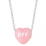 Light Pink Enamel BFF Sweethearts Sterling Silver Necklace 16 Inch