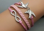 Plating Retro Silver Birds & Infinity Wish Bracelet Pink Rope Braided Personalized Charm Jewelry Friendship Gift 2197r Plating Retro Silver Birds & Infinity Wish Bracelet Pink Rope Braided Personalized Charm Jewelry Friendship Gift 2197r