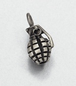Offset your link chain necklace with a grenade-shaped charm set in antiqued and plated sterling silver for a style that exudes masculine cool.Sterling silverAbout .62 x 1.23Made in USA