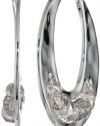 Kenneth Cole New York Shiny Metals Faceted Bead Silver Sculptural Hoop Earrings