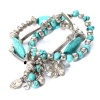 Yazilind Jewelry Turquoise Tibetan Sliver Stretch Overlap Bracelet for Women