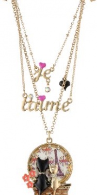 Betsey Johnson Paris is Always a Good Idea Je T'aime Cat Necklace, 19 Betsey Johnson Paris is Always a Good Idea Je T'aime Cat Necklace, 19