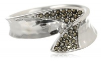 Judith Jack Silver Rain Hammered Sterling Silver and Marcasite Crossover Ring, Size 7 Judith Jack Silver Rain Hammered Sterling Silver and Marcasite Crossover Ring, Size 7