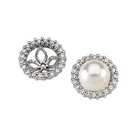 CleverEve Luxury Series One Pair of 14K White Gold 5/8 ct. tw. Diamond Pearl Earring Jacket Mounting