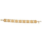 CleverEve Luxury Series 14K Yellow Gold 9.50 grams Polished Traditional Saints Bracelet/ Chain 7.5