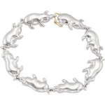 CleverEve Designer Series 14K Yellow Gold & Sterling Silver Pig Bracelet Polished 7.25