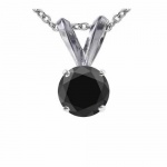 1.50 CT Black Diamond Solitaire Pendant 14K Gold