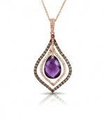 Effy Jewlery 14K Rose Gold Amethyst and Diamond Pendant, 6.66 TCW