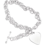 CleverEve Designer Series 5.75mm Sterling Silver Heart Cable Toggle Bracelet Polished 8 CleverEve Designer Series 5.75mm Sterling Silver Heart Cable Toggle Bracelet Polished 8