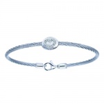 Gabriel 0.08 Carat Diamond Heart Stainless Steel Cable and Sterling Silver Bracelet