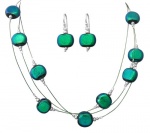 DreamGlass Sterling Silver and Dichroic Glass Beads and Stainless Steel Necklace and Earrings DreamGlass Sterling Silver and Dichroic Glass Beads and Stainless Steel Necklace and Earrings