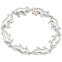 CleverEve Designer Series 14K Yellow Gold & Sterling Silver Pig Bracelet Polished 7.25 CleverEve Designer Series 14K Yellow Gold & Sterling Silver Pig Bracelet Polished 7.25