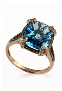 Effy Jewlery 14K Rose Gold Blue Topaz and Diamond Ring, 6.76 TCW Ring size 7
