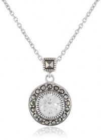 Judith Jack Classics Sterling Silver, Marcasite, Cubic Zirconia Round Pendant Necklace, 16 Judith Jack Classics Sterling Silver, Marcasite, Cubic Zirconia Round Pendant Necklace, 16