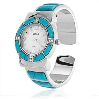 Bling Jewelry Bora Turquoise Watch Cuff Inlay Style with Crystal Accents Bling Jewelry Bora Turquoise Watch Cuff Inlay Style with Crystal Accents