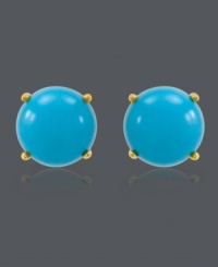 The ultimate stylish accessory in a simple stud design. From CARLO VIANI®, earrings feature round turquoise (8 mm) cradled in a 14k gold claw post setting. Approximate diameter: 1/4 inch. The ultimate stylish accessory in a simple stud design. From CARLO VIANI®, earrings feature round turquoise (8 mm) cradled in a 14k gold claw post setting. Approximate diameter: 1/4 inch.