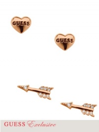 GUESS Women's Rose Gold-Tone Heart and Arrow Post Earrings, ROSE GOLD GUESS Women's Rose Gold-Tone Heart and Arrow Post Earrings, ROSE GOLD