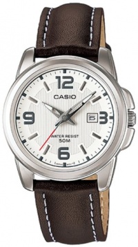 Casio Women's LTP1314L-7AV Brown Leather Quartz Watch with White Dial Casio Women's LTP1314L-7AV Brown Leather Quartz Watch with White Dial