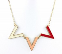 Bar III Necklace, 20 Gold-Tone Cream and Pink Chevron Frontal Necklace Bar III Necklace, 20 Gold-Tone Cream and Pink Chevron Frontal Necklace