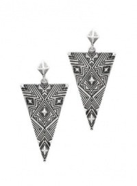 House of Harlow 1960 Silver Engraved Triangle Earrings House of Harlow 1960 Silver Engraved Triangle Earrings