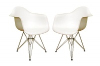 Baxton Studio Cettina Steel-Base White Plastic Armchair, Set of 2 Baxton Studio Cettina Steel-Base White Plastic Armchair, Set of 2